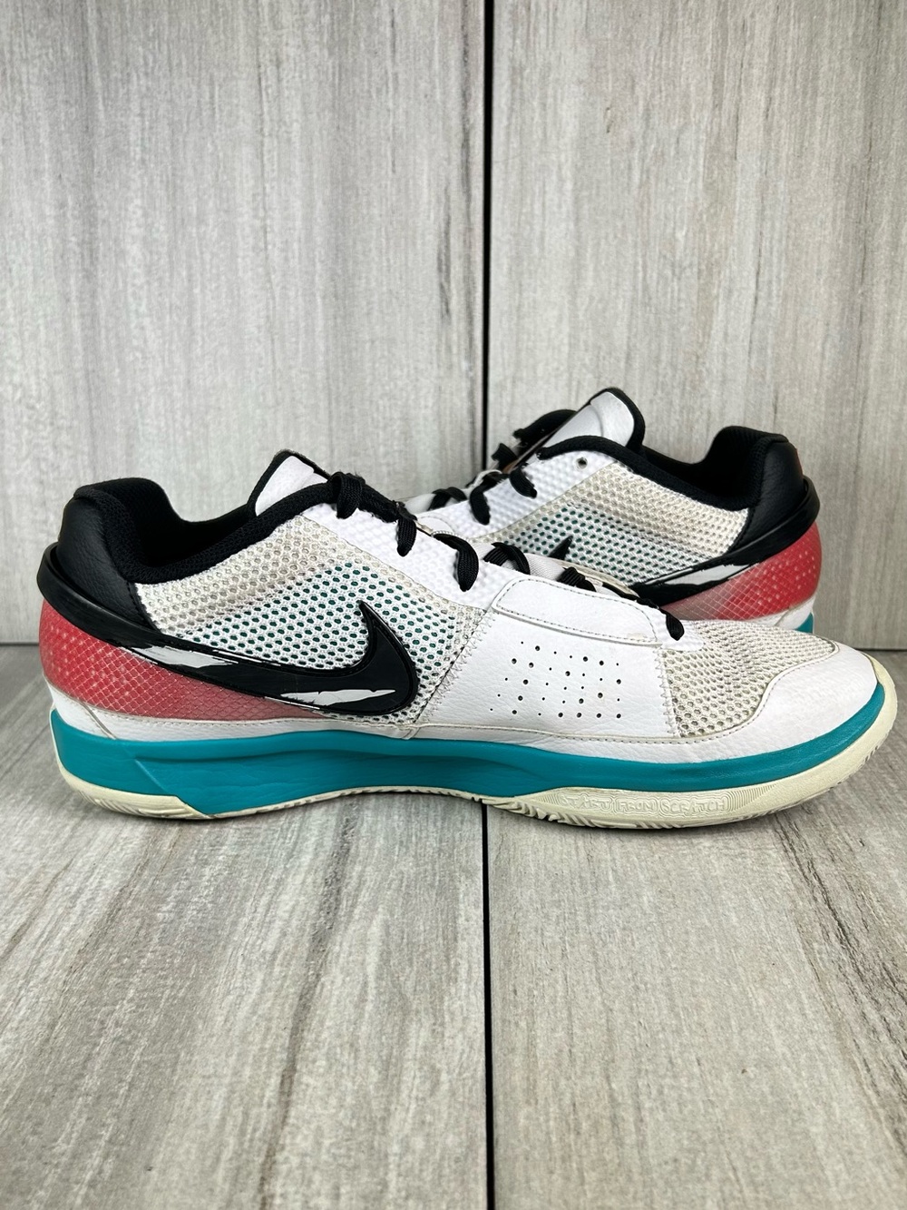 Nike Ja 1 Reverse Scratch White Turbo Green Basketball Sneaker Shoe Mens Size 13 - Picture 2 of 11